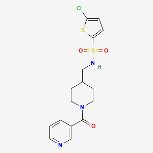5-chloro-N-((1-nicotinoylpiperidin-4-yl)methyl)thiophene-2-sulfonamide - 1396876-39-3
