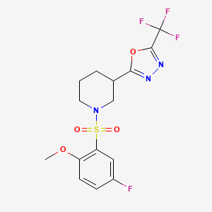 2-(1-((5-Fluoro-2-methoxyphenyl)sulfonyl)piperidin-3-yl)-5-(trifluoromethyl)-1,3,4-oxadiazole - 1396854-07-1