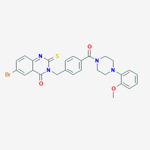 6-Bromo-3-({4-[4-(2-methoxyphenyl)piperazine-1-carbonyl]phenyl}methyl)-2-sulfanylidene-1,2,3,4-tetrahydroquinazolin-4-one - 422287-50-1
