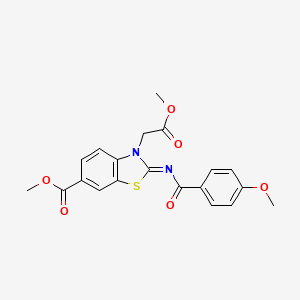 (Z)-methyl 3-(2-methoxy-2-oxoethyl)-2-((4-methoxybenzoyl)imino)-2,3-dihydrobenzo[d]thiazole-6-carboxylate - 865197-48-4