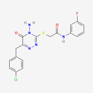 2-((4-amino-6-(4-chlorobenzyl)-5-oxo-4,5-dihydro-1,2,4-triazin-3-yl)thio)-N-(3-fluorophenyl)acetamide - 886958-87-8
