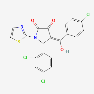 (4E)-4-[(4-Chlorophenyl)-hydroxymethylidene]-5-(2,4-dichlorophenyl)-1-(1,3-thiazol-2-yl)pyrrolidine-2,3-dione - 406200-16-6