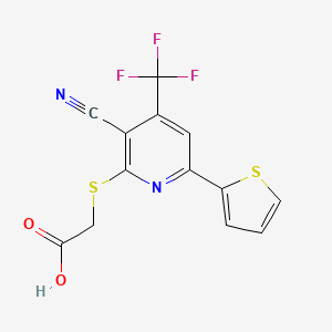 2-{[3-Cyano-6-(thiophen-2-yl)-4-(trifluoromethyl)pyridin-2-yl]sulfanyl}acetic acid - 330645-53-9