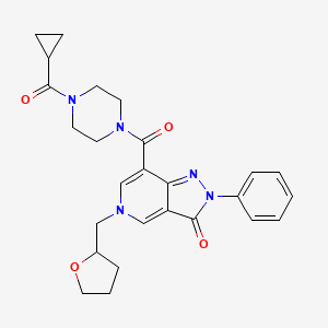 7-(4-(cyclopropanecarbonyl)piperazine-1-carbonyl)-2-phenyl-5-((tetrahydrofuran-2-yl)methyl)-2H-pyrazolo[4,3-c]pyridin-3(5H)-one - 1021044-95-0