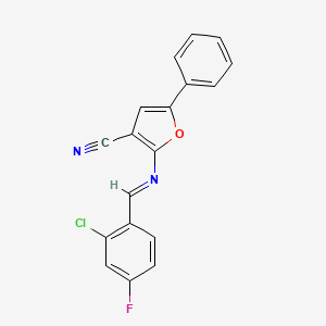 2-{[(E)-(2-chloro-4-fluorophenyl)methylidene]amino}-5-phenyl-3-furonitrile - 478033-32-8