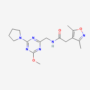 2-(3,5-dimethyl-1,2-oxazol-4-yl)-N-{[4-methoxy-6-(pyrrolidin-1-yl)-1,3,5-triazin-2-yl]methyl}acetamide - 2034351-68-1