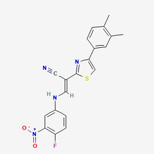 (2E)-2-[4-(3,4-dimethylphenyl)-1,3-thiazol-2-yl]-3-[(4-fluoro-3-nitrophenyl)amino]prop-2-enenitrile - 477298-49-0
