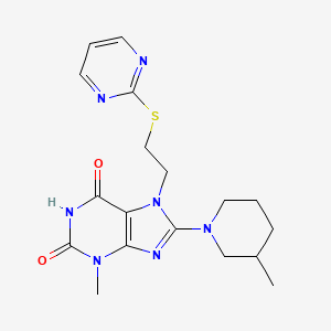 3-methyl-8-(3-methylpiperidin-1-yl)-7-(2-(pyrimidin-2-ylthio)ethyl)-1H-purine-2,6(3H,7H)-dione - 685860-43-9