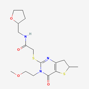 2-{[3-(2-methoxyethyl)-6-methyl-4-oxo-3H,4H,6H,7H-thieno[3,2-d]pyrimidin-2-yl]sulfanyl}-N-[(oxolan-2-yl)methyl]acetamide - 851410-19-0