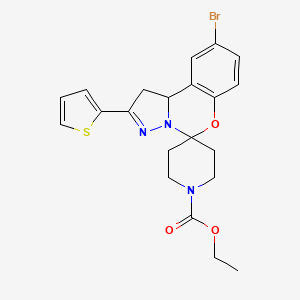Ethyl 9-bromo-2-(thiophen-2-yl)-1,10b-dihydrospiro[benzo[e]pyrazolo[1,5-c][1,3]oxazine-5,4'-piperidine]-1'-carboxylate - 899727-79-8