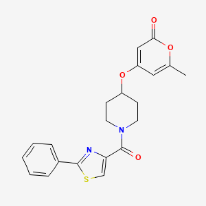 6-methyl-4-((1-(2-phenylthiazole-4-carbonyl)piperidin-4-yl)oxy)-2H-pyran-2-one - 1706006-74-7