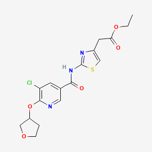 Ethyl 2-(2-(5-chloro-6-((tetrahydrofuran-3-yl)oxy)nicotinamido)thiazol-4-yl)acetate - 1903563-88-1