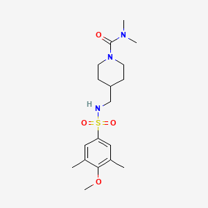 4-[(4-methoxy-3,5-dimethylbenzenesulfonamido)methyl]-N,N-dimethylpiperidine-1-carboxamide - 2034460-18-7