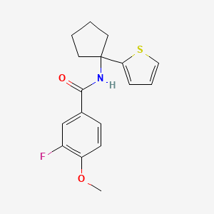 3-fluoro-4-methoxy-N-(1-(thiophen-2-yl)cyclopentyl)benzamide - 2034587-85-2
