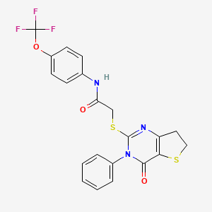 2-((4-oxo-3-phenyl-3,4,6,7-tetrahydrothieno[3,2-d]pyrimidin-2-yl)thio)-N-(4-(trifluoromethoxy)phenyl)acetamide - 686770-55-8