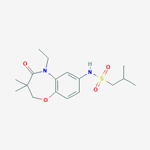 N-(5-ethyl-3,3-dimethyl-4-oxo-2,3,4,5-tetrahydro-1,5-benzoxazepin-7-yl)-2-methylpropane-1-sulfonamide - 922103-67-1