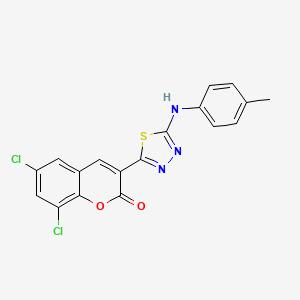 6,8-dichloro-3-{5-[(4-methylphenyl)amino]-1,3,4-thiadiazol-2-yl}-2H-chromen-2-one - 326913-62-6