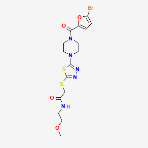 2-((5-(4-(5-bromofuran-2-carbonyl)piperazin-1-yl)-1,3,4-thiadiazol-2-yl)thio)-N-(2-methoxyethyl)acetamide - 1105227-92-6