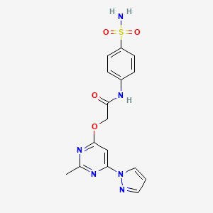 2-((2-methyl-6-(1H-pyrazol-1-yl)pyrimidin-4-yl)oxy)-N-(4-sulfamoylphenyl)acetamide - 1421474-07-8