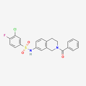 N-(2-benzoyl-1,2,3,4-tetrahydroisoquinolin-7-yl)-3-chloro-4-fluorobenzene-1-sulfonamide - 955639-17-5