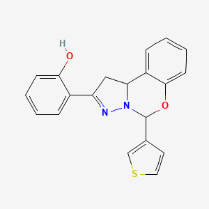 2-[7-(Thiophen-3-yl)-8-oxa-5,6-diazatricyclo[7.4.0.0^{2,6}]trideca-1(9),4,10,12-tetraen-4-yl]phenol - 896618-81-8