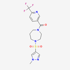 (4-((1-methyl-1H-pyrazol-4-yl)sulfonyl)-1,4-diazepan-1-yl)(6-(trifluoromethyl)pyridin-3-yl)methanone - 2034544-17-5