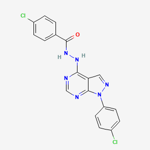 4-chloro-N'-[1-(4-chlorophenyl)-1H-pyrazolo[3,4-d]pyrimidin-4-yl]benzohydrazide - 890939-35-2