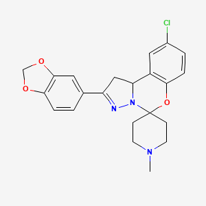 2-(Benzo[d][1,3]dioxol-5-yl)-9-chloro-1'-methyl-1,10b-dihydrospiro[benzo[e]pyrazolo[1,5-c][1,3]oxazine-5,4'-piperidine] - 899983-55-2