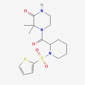 3,3-Dimethyl-4-(1-(thiophen-2-ylsulfonyl)piperidine-2-carbonyl)piperazin-2-one - 1048679-85-1