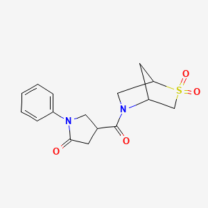 4-(2,2-Dioxido-2-thia-5-azabicyclo[2.2.1]heptane-5-carbonyl)-1-phenylpyrrolidin-2-one - 2034209-77-1