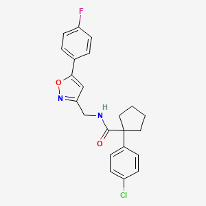 1-(4-chlorophenyl)-N-((5-(4-fluorophenyl)isoxazol-3-yl)methyl)cyclopentanecarboxamide - 953252-07-8