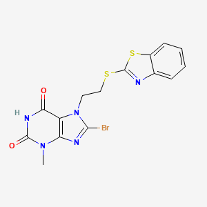 7-(2-(benzo[d]thiazol-2-ylthio)ethyl)-8-bromo-3-methyl-1H-purine-2,6(3H,7H)-dione - 476482-65-2