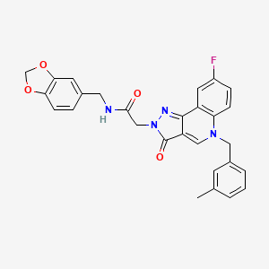 N-[(2H-1,3-benzodioxol-5-yl)methyl]-2-{8-fluoro-5-[(3-methylphenyl)methyl]-3-oxo-2H,3H,5H-pyrazolo[4,3-c]quinolin-2-yl}acetamide - 931737-49-4