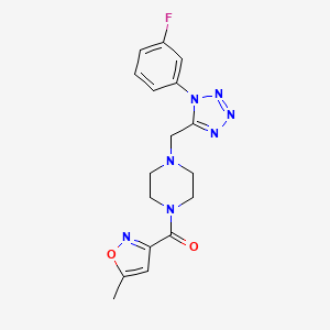 (4-((1-(3-fluorophenyl)-1H-tetrazol-5-yl)methyl)piperazin-1-yl)(5-methylisoxazol-3-yl)methanone - 1021227-47-3