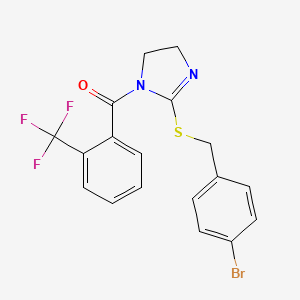 2-{[(4-bromophenyl)methyl]sulfanyl}-1-[2-(trifluoromethyl)benzoyl]-4,5-dihydro-1H-imidazole - 851800-72-1