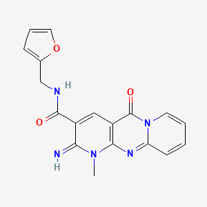 N-[(furan-2-yl)methyl]-6-imino-7-methyl-2-oxo-1,7,9-triazatricyclo[8.4.0.0^{3,8}]tetradeca-3(8),4,9,11,13-pentaene-5-carboxamide - 371922-38-2