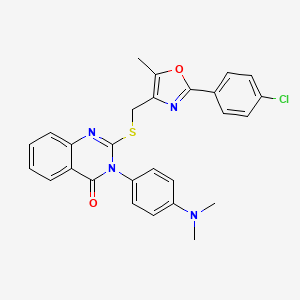 2-(((2-(4-chlorophenyl)-5-methyloxazol-4-yl)methyl)thio)-3-(4-(dimethylamino)phenyl)quinazolin-4(3H)-one - 1114828-03-3