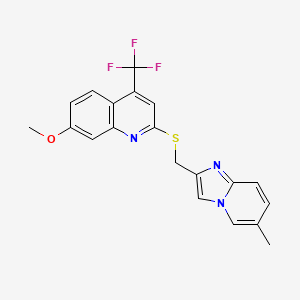 7-Methoxy-2-(((6-methylimidazo[1,2-a]pyridin-2-yl)methyl)thio)-4-(trifluoromethyl)quinoline - 899353-65-2