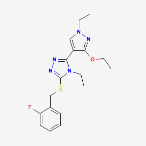 3-(3-ethoxy-1-ethyl-1H-pyrazol-4-yl)-4-ethyl-5-((2-fluorobenzyl)thio)-4H-1,2,4-triazole - 1013779-03-7