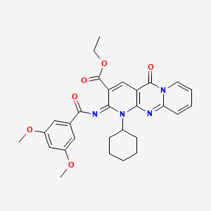 ethyl 7-cyclohexyl-6-(3,5-dimethoxybenzoyl)imino-2-oxo-1,7,9-triazatricyclo[8.4.0.03,8]tetradeca-3(8),4,9,11,13-pentaene-5-carboxylate - 534579-49-2