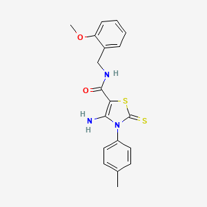 4-amino-N-[(2-methoxyphenyl)methyl]-3-(4-methylphenyl)-2-sulfanylidene-2,3-dihydro-1,3-thiazole-5-carboxamide - 946301-60-6