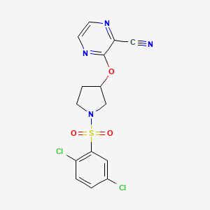 3-((1-((2,5-Dichlorophenyl)sulfonyl)pyrrolidin-3-yl)oxy)pyrazine-2-carbonitrile - 2034283-25-3