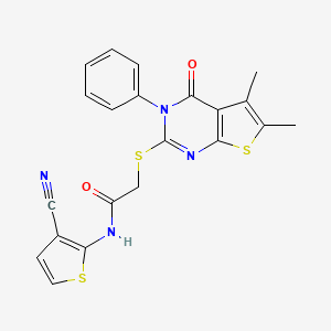 N-(3-cyanothiophen-2-yl)-2-({5,6-dimethyl-4-oxo-3-phenyl-3H,4H-thieno[2,3-d]pyrimidin-2-yl}sulfanyl)acetamide - 670270-35-6