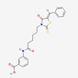 (Z)-3-(6-(5-benzylidene-4-oxo-2-thioxothiazolidin-3-yl)hexanamido)benzoic acid - 303792-86-1