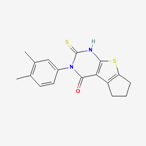 11-(3,4-Dimethylphenyl)-10-sulfanyl-7-thia-9,11-diazatricyclo[6.4.0.0,2,6]dodeca-1(8),2(6),9-trien-12-one - 590355-82-1