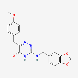 3-((benzo[d][1,3]dioxol-5-ylmethyl)amino)-6-(4-methoxybenzyl)-1,2,4-triazin-5(4H)-one - 881433-79-0