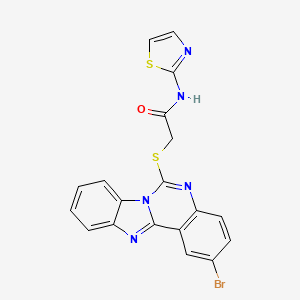 2-({4-bromo-8,10,17-triazatetracyclo[8.7.0.0^{2,7}.0^{11,16}]heptadeca-1(17),2(7),3,5,8,11(16),12,14-octaen-9-yl}sulfanyl)-N-(1,3-thiazol-2-yl)acetamide - 422289-86-9