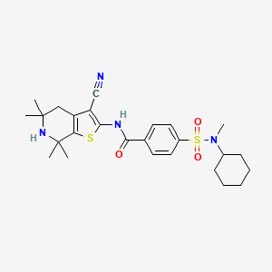 N-{3-cyano-5,5,7,7-tetramethyl-4H,5H,6H,7H-thieno[2,3-c]pyridin-2-yl}-4-[cyclohexyl(methyl)sulfamoyl]benzamide - 681438-88-0