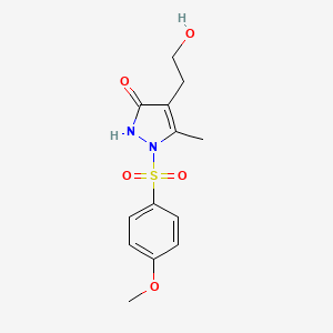 4-(2-hydroxyethyl)-1-[(4-methoxyphenyl)sulfonyl]-5-methyl-1,2-dihydro-3H-pyrazol-3-one - 866040-29-1