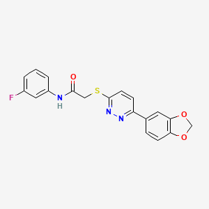 2-{[6-(2H-1,3-benzodioxol-5-yl)pyridazin-3-yl]sulfanyl}-N-(3-fluorophenyl)acetamide - 893992-58-0